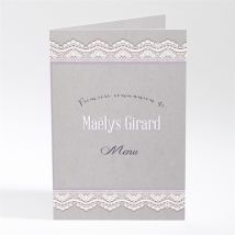 Menu communion Tenue de dentelle personnalisable - Couleur Gris - 10 x 14,5 cm - Monfairepart