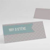 Marque-place baptême Photos en cascade personnalisable - Couleur Gris - 9,5 x 4,2 cm - Monfairepart