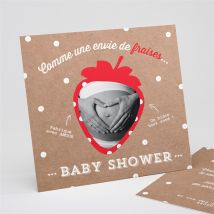 Faire-part baby shower Envie de fraises personnalisable - 15 x 14 cm - Monfairepart