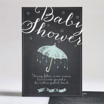 Faire-part baby shower Baby shower original ardoise personnalisable - 14,5 x 21 cm - Monfairepart