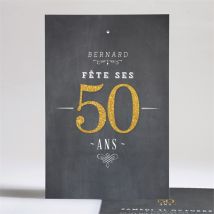 Invitation anniversaire Tout en dorure