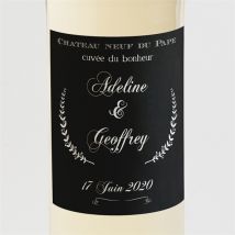 Etiquette de bouteille mariage personnalisable - Couleur Noir - 9,5 x 9,5 cm - Monfairepart