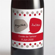 Etiquette de bouteille mariage Humour original personnalisable - Couleur Rouge - 9,5 x 9,5 cm - Monfairepart