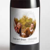 Etiquette de bouteille mariage personnalisable - Couleur Blanc - 9,5 x 9,5 cm - Monfairepart