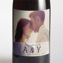 Etiquette de bouteille mariage personnalisable - Couleur Noir - 9,5 x 9,5 cm - Monfairepart