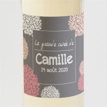 Etiquette de bouteille naissance Nature et pastel photo personnalisable - Couleur Rose et Multicolore/Gris - 9,5 x 9,5 cm - Monfairepart
