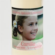 Etiquette de bouteille communion Beauté naturelle personnalisable - Couleur Rose - 9,5 x 9,5 cm - Monfairepart