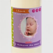 Etiquette de bouteille naissance personnalisable - 9,5 x 9,5 cm - Monfairepart