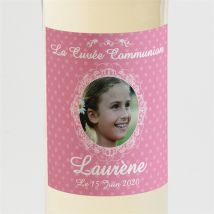 Etiquette de bouteille communion Mon cadre rose personnalisable - Couleur Rose - 9,5 x 9,5 cm - Monfairepart