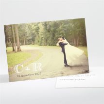 Carte de remerciement mariage Coeur et initiales personnalisable - 13,8 x 9,5 cm - Monfairepart