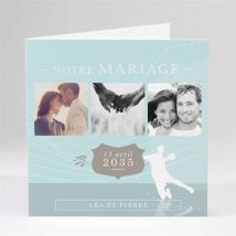 Faire-part mariage Photo Handball personnalisable - 13,5 x 13,5 cm - Monfairepart