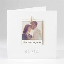 Faire-part mariage Photo polaroid personnalisable - 13,5 x 13,5 cm - Monfairepart
