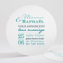 Faire-part mariage Jeu de typographies personnalisable - Couleur Bleu - 13,5 cm - Monfairepart