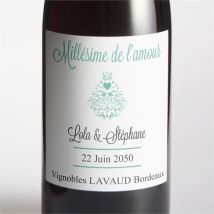 Etiquette de bouteille mariage Pour une annonce originale personnalisable - Couleur Bleu et Blanc - 9,5 x 9,5 cm - Monfairepart