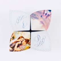Faire-part mariage Origami original personnalisable - Couleur Bleu - 20,9 x 20,9 cm - Monfairepart