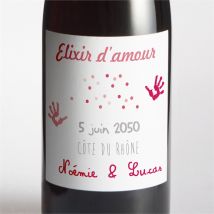 Etiquette de bouteille mariage Un air de Vacances personnalisable - Couleur Rose - 9,5 x 9,5 cm - Monfairepart