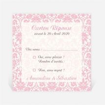 Carton réponse mariage Motifs baroques personnalisable - 9,5 x 9,5 cm - Monfairepart