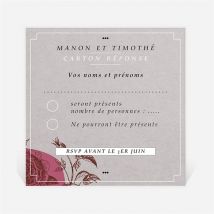 Carton réponse mariage Gravure originale tendance personnalisable - 9,5 x 9,5 cm - Monfairepart