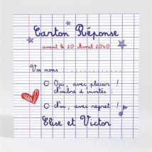 Carton réponse mariage Les écoliers personnalisable - 9,5 x 9,5 cm - Monfairepart