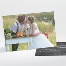Carte de remerciement mariage Ardoise ronde personnalisable - 13,8 x 9,5 cm - Monfairepart