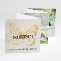 Carte de remerciement mariage Papillon original personnalisable - 7,5 x 7,5 cm - Monfairepart