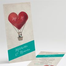 Faire-part mariage Mongolfiere vintage personnalisable - 10 x 21 cm - Monfairepart