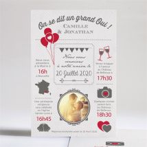 Faire-part mariage Photo couleurs vintage personnalisable - 14,5 x 21 cm - Monfairepart