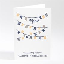Menu mariage Avec fanions personnalisable - 10 x 14,5 cm - Monfairepart