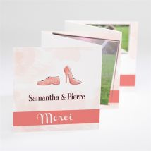 Carte de remerciement mariage Elle & Lui personnalisable - 7,5 x 7,5 cm - Monfairepart