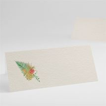 Marque-place mariage Nos Tropiques personnalisable - Couleur Beige/Multicolore - 9,5 x 4,2 cm - Monfairepart