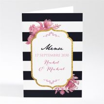 Menu mariage Original et baroque personnalisable - 10 x 14,5 cm - Monfairepart