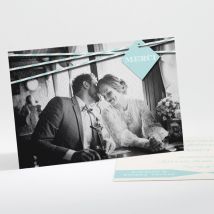 Carte de remerciement mariage Notre bande son! personnalisable - 13,8 x 9,5 cm - Monfairepart