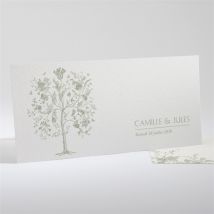 Faire-part mariage Arbre de vie personnalisable - Couleur Vert et Beige - 21 x 10 cm - Monfairepart