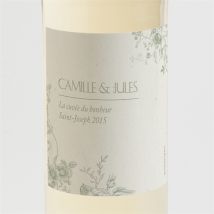 Etiquette de bouteille mariage Arbre de vie personnalisable - Couleur Vert et Beige - 9,5 x 9,5 cm - Monfairepart