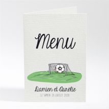 Menu mariage A vos crampons de football ! personnalisable - 21 x 10 cm - Monfairepart