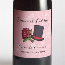 Etiquette de bouteille mariage Ils se disent Oui! personnalisable - Couleur Rose - 9,5 x 9,5 cm - Monfairepart