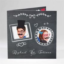Faire-part mariage Photobooth personnalisable - Couleur Ardoise - 13,5 x 13,5 cm - Monfairepart