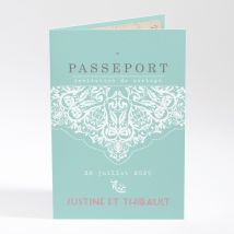 Faire-part mariage Joli Passeport personnalisable - Couleur Bleu - 15 x 10 cm - Monfairepart