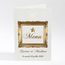 Menu mariage Imitation cadre or personnalisable - 10 x 14,5 cm - Monfairepart
