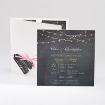 Faire-part mariage Ardoise élégante et étiquettes personnalisable - Couleur Noir/Ardoise - 14 x 14 cm - Monfairepart