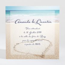 Carton d'invitation mariage Rêve de plage personnalisable - Couleur Beige - 9,5 x 9,5 cm - Monfairepart