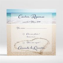 Carton réponse mariage Rêve de plage personnalisable - 9,5 x 9,5 cm - Monfairepart