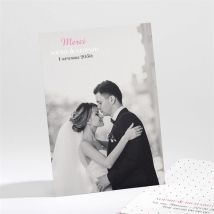 Carte de remerciement mariage Champêtre rose original personnalisable - 9,5 x 13,8 cm - Monfairepart