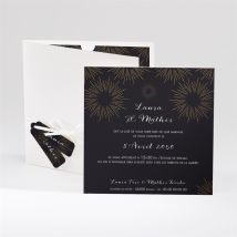 Faire-part mariage Feux d'artifices personnalisable - Couleur Noir - 14 x 14 cm - Monfairepart