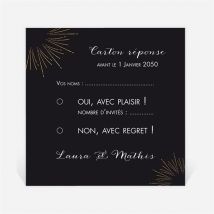 Carton réponse mariage Feux d'artifices personnalisable - 9,5 x 9,5 cm - Monfairepart