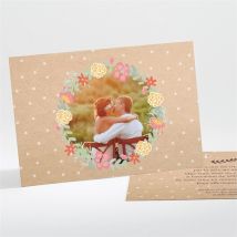 Carte de remerciement mariage Jolis pois et fleurs personnalisable - 13,8 x 9,5 cm - Monfairepart