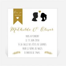 Carton d'invitation mariage Profils élégants personnalisable - 9,5 x 9,5 cm - Monfairepart