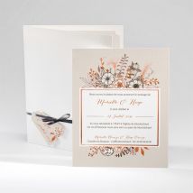 Faire-part mariage Fleurs cuivrées personnalisable - 14 x 17,4 cm - Monfairepart