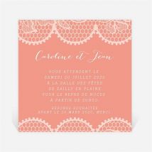 Carton d'invitation mariage Corail original personnalisable - 9,5 x 9,5 cm - Monfairepart