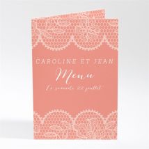Menu mariage Corail original personnalisable - 10 x 14,5 cm - Monfairepart
